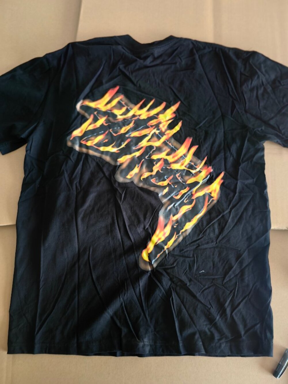 Stussy Black Flame Graphic T-Shirt Streetwear Tee